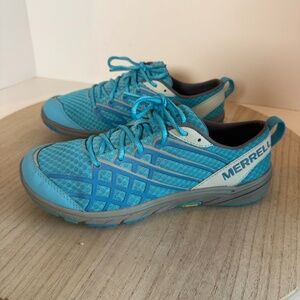 Merrell Women’s Trail Running Shoes Blue Teal US 7 UK 4.5 EUR 37.5 Vibram